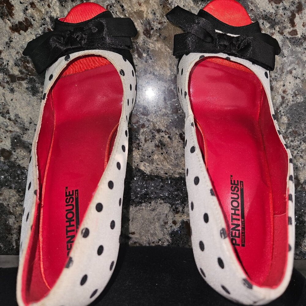 Adorable White and Black Polka Dotted Heels
